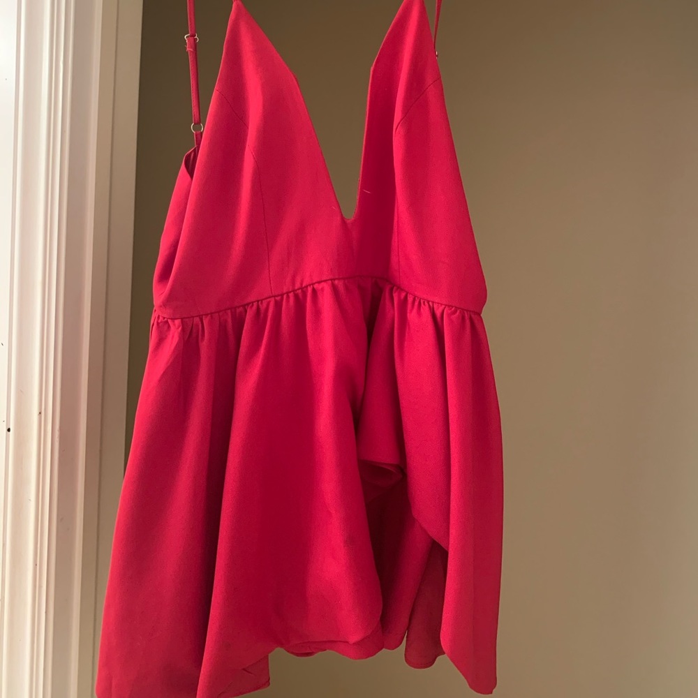 San Joy ruffled red romper